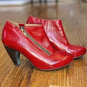 Miz Mooz red leather zip ankle booties